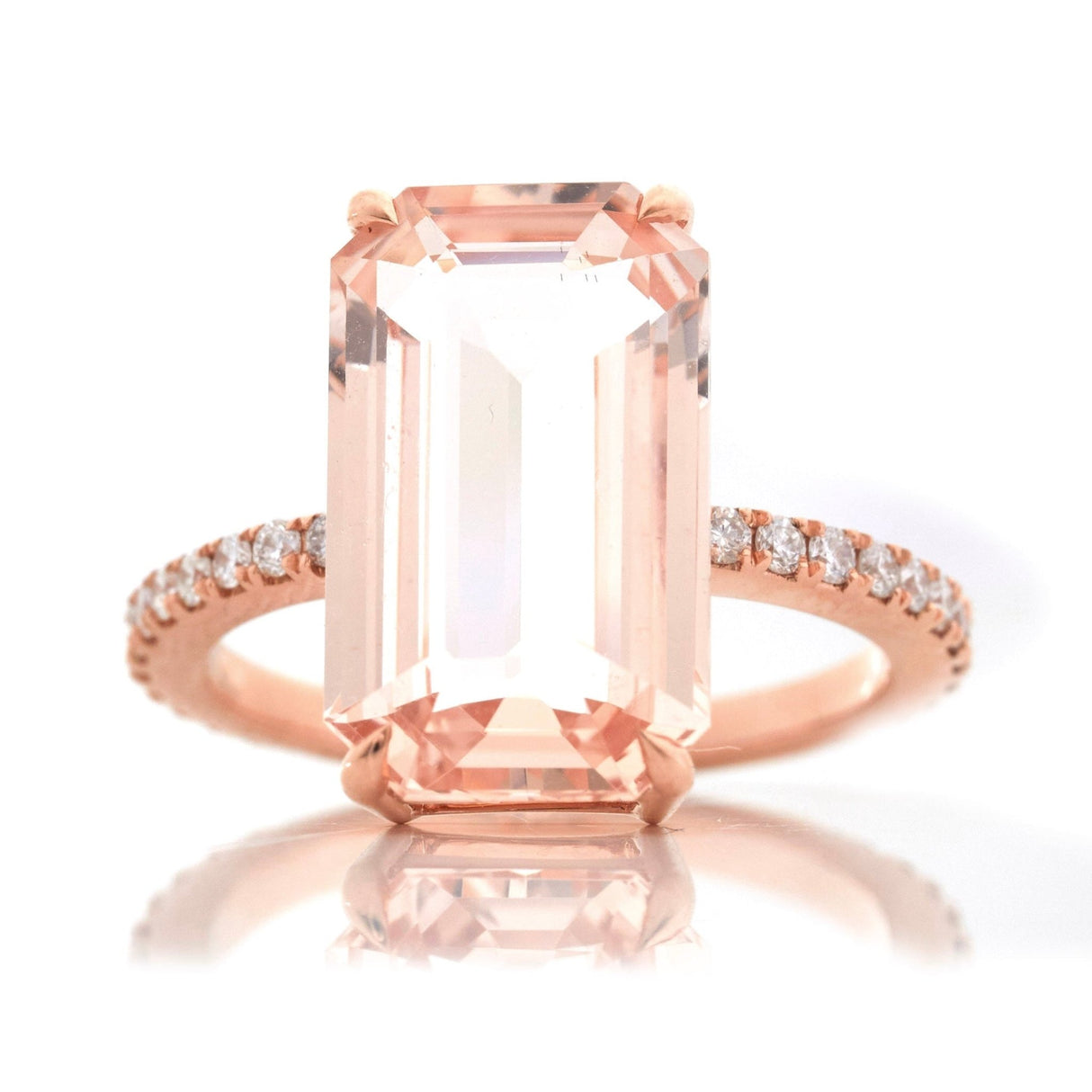 Morganite & Diamond Bar Supreme Ring 18k gold engagement ring