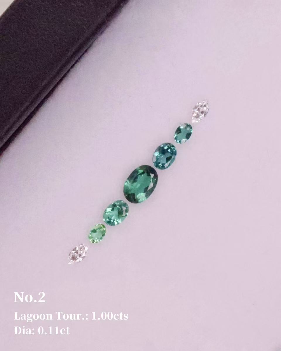 No.2 Lagoon Tourmaline (1ct) &Diamond (0.11ct) Compass Bangle
