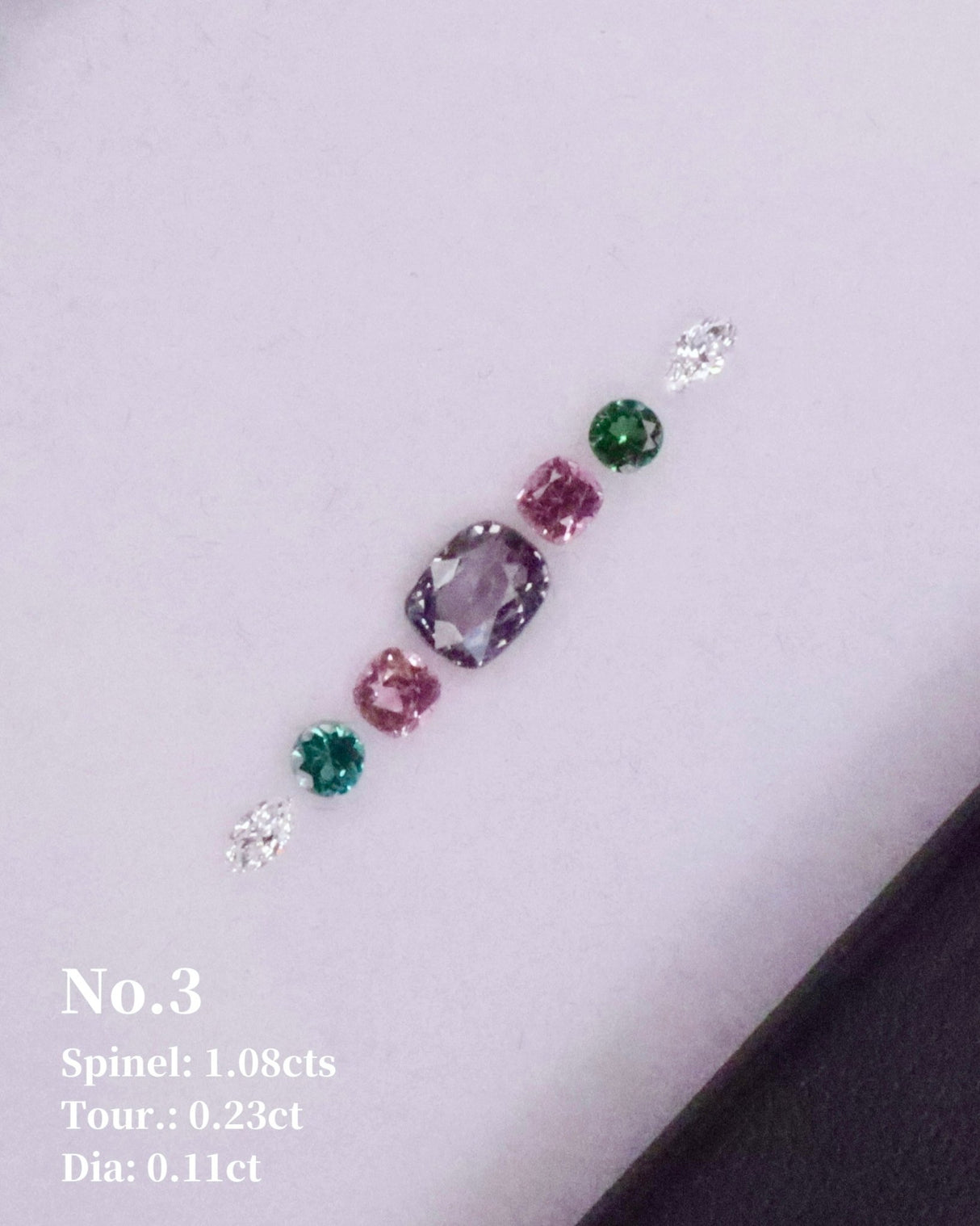 No.3 Spinel (1.08cts) Tourmaline (0.23ct) & Diamond (0.11ct) Compass Bangle handmade fine jewelry