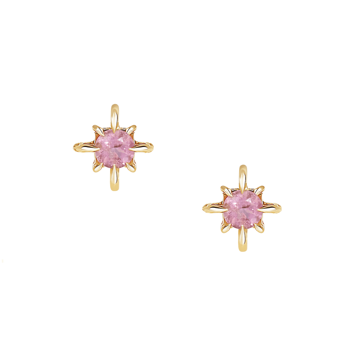 October Birthstone Tourmaline Studs 14K Gold Handmade Fine Jewelry