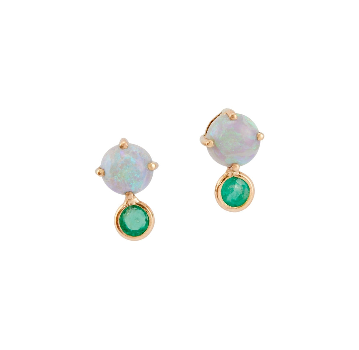 Opal & Emerald Dot Studs