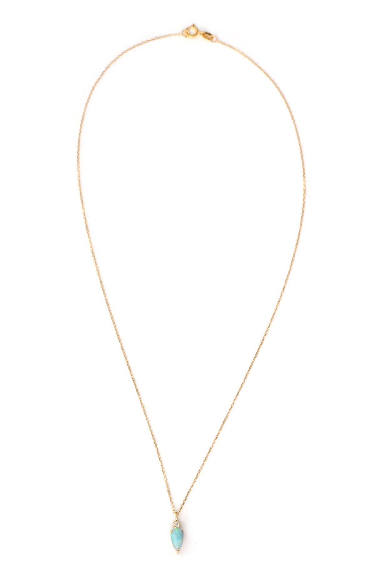 Opal & Diamond Arrow Necklace 18k gold handmade fine jewelry