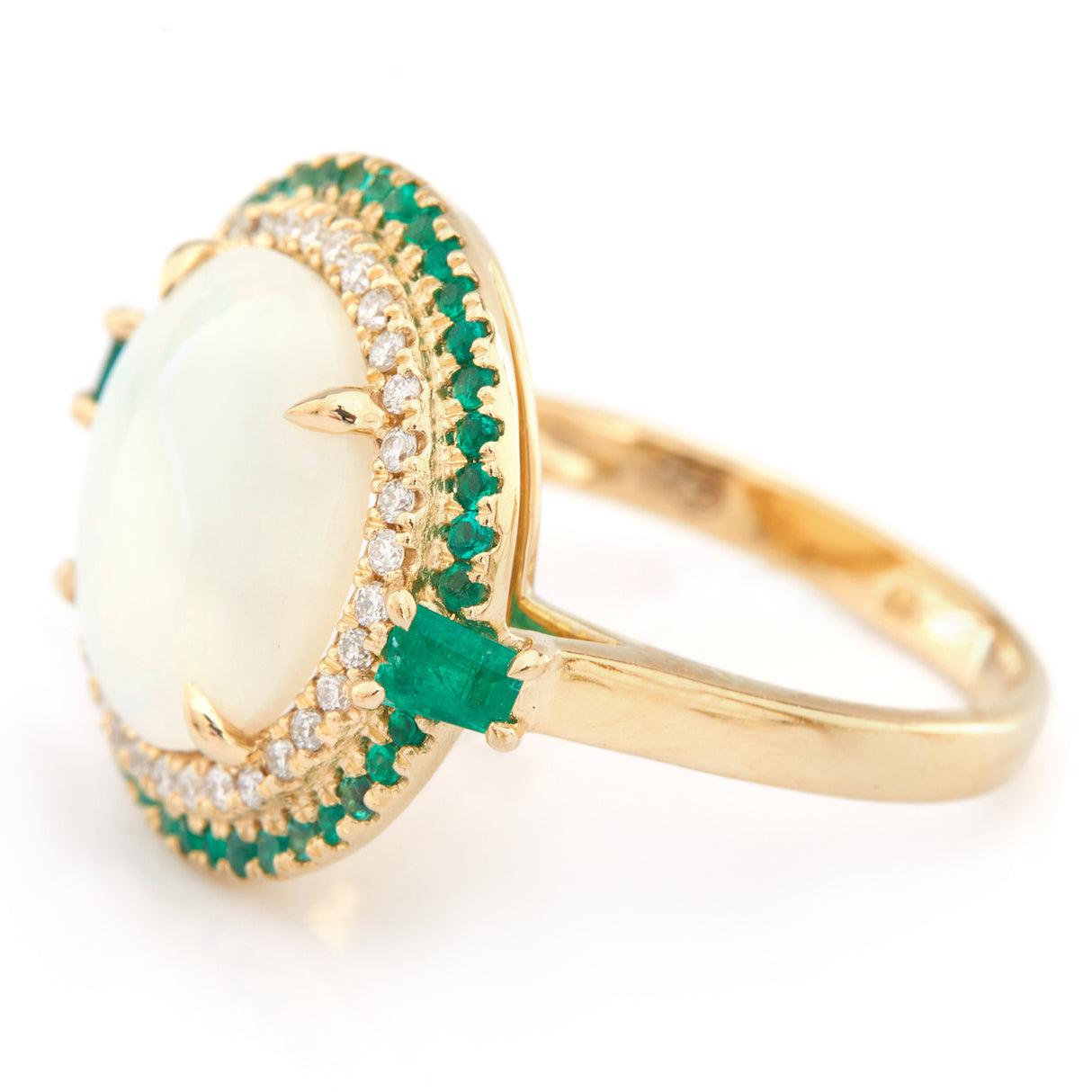 Opal Diamond & Emerald Magic Orb Ring