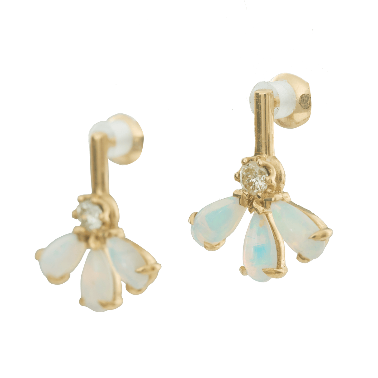 Opal & Diamond Fauna Earrings 18K Gold Handmade Fine Jewelry 1