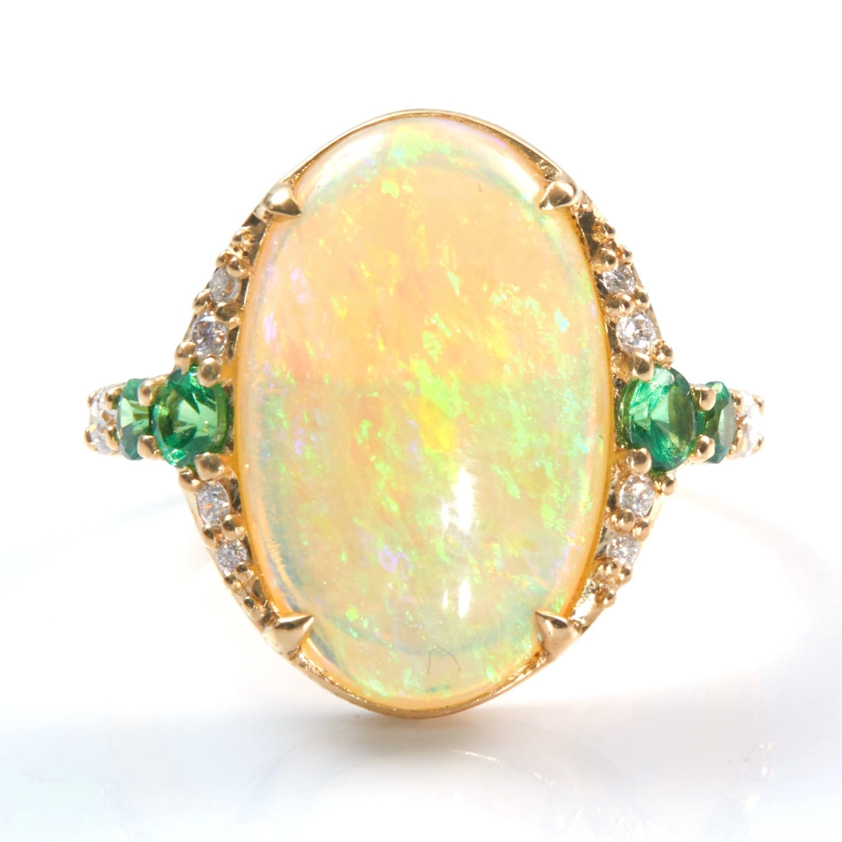 Opal & Tsavorite Gaia Ring 18k gold engagement ring