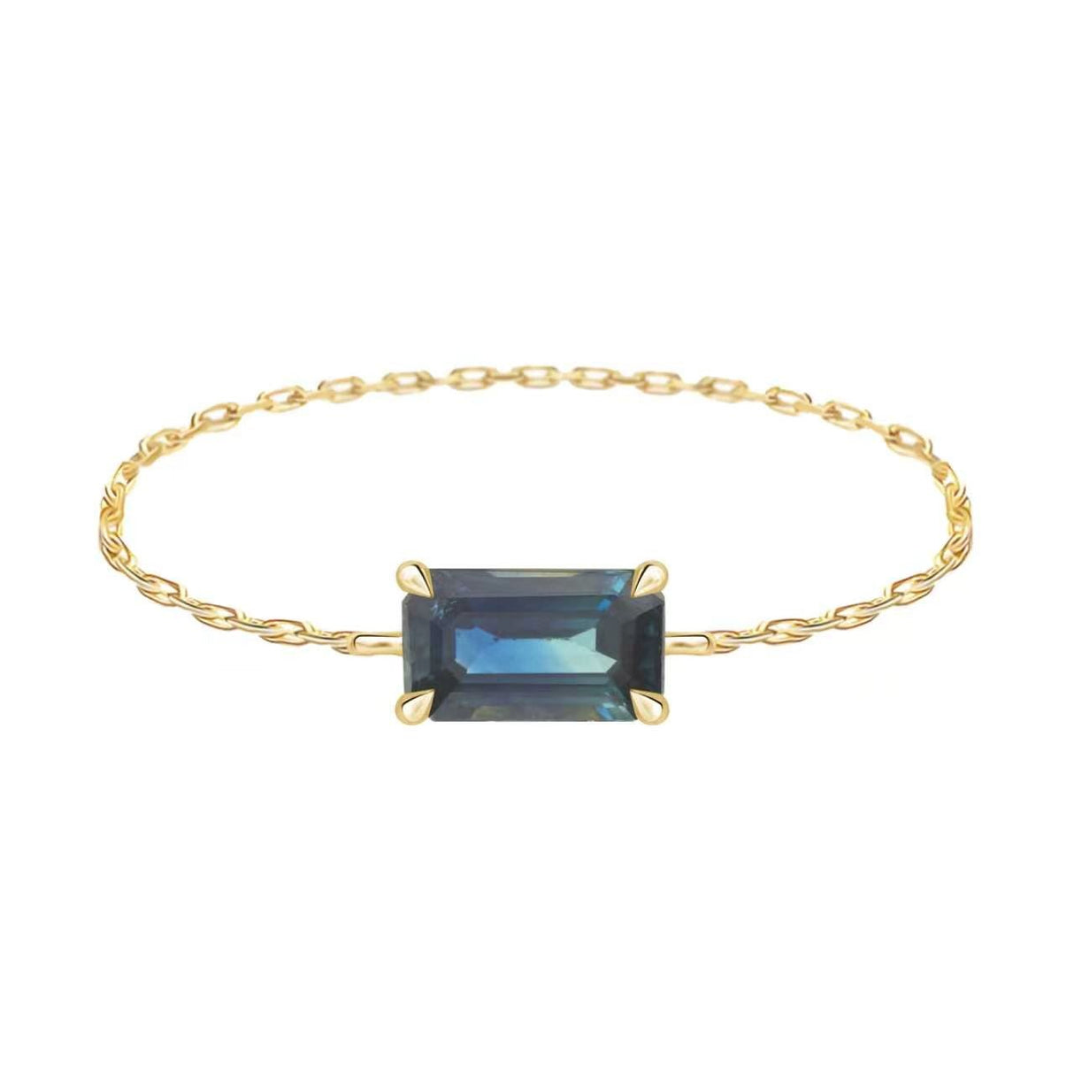 Parti_Sapphire_Baguette_Chain_Ring_14k_gold_Stackable_ring_1