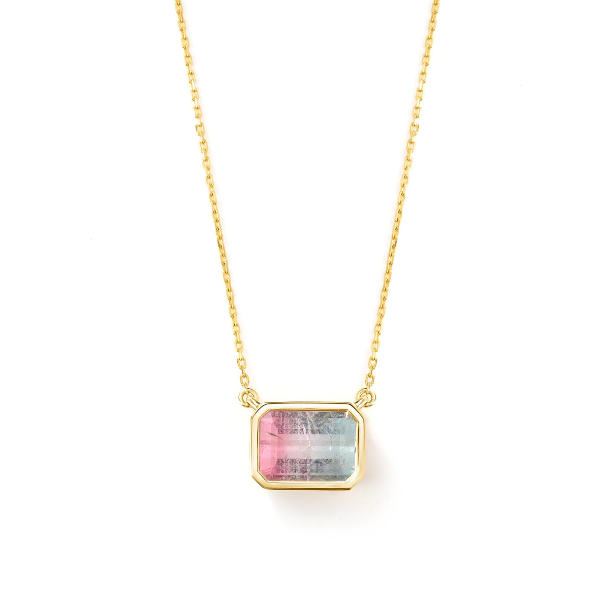 Pastel Watermelon Tourmaline Necklace 18k gold Handmade fine jewelry 1