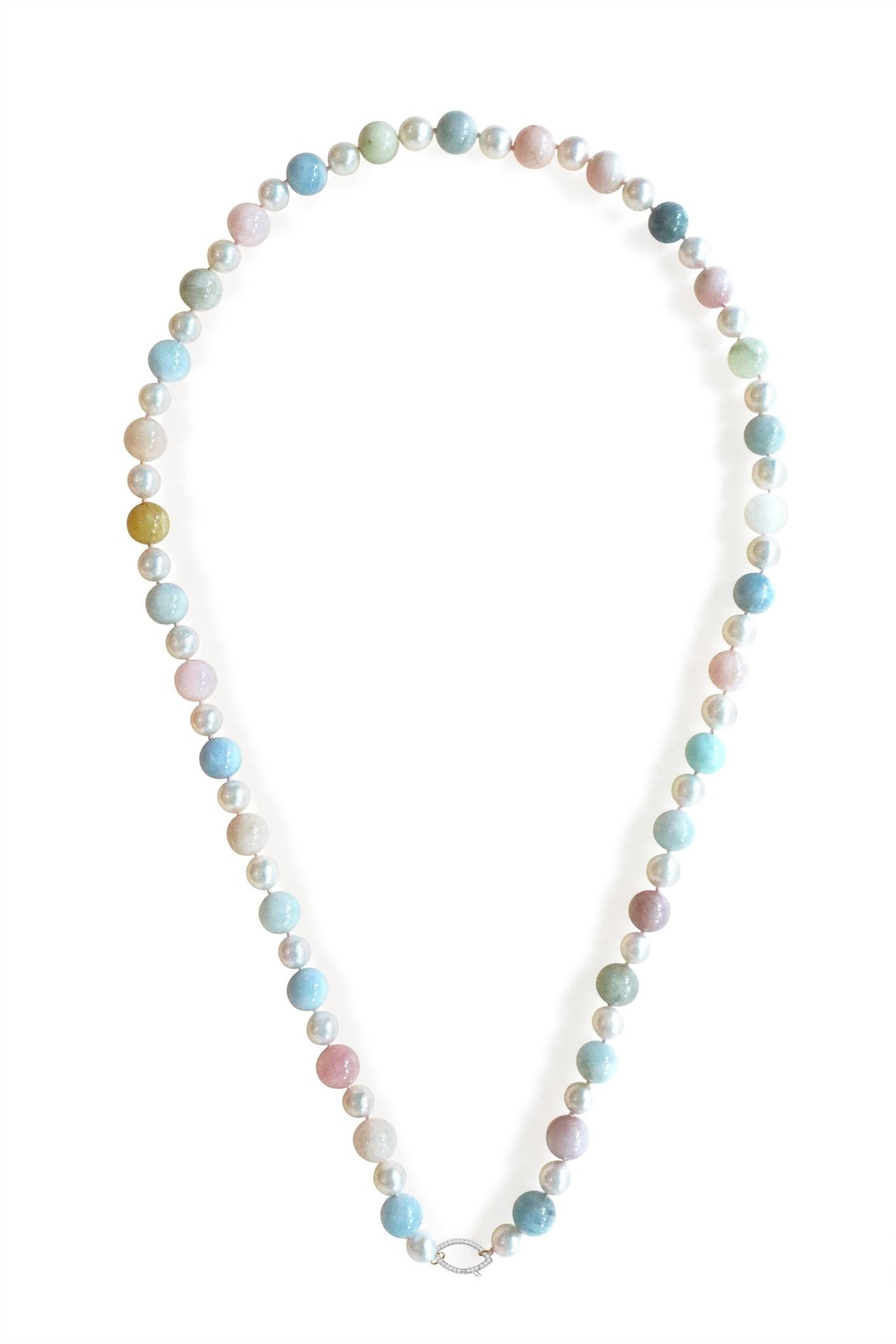 Pearl & Beryl Candy Necklace 18K gold handmade fine jewelry