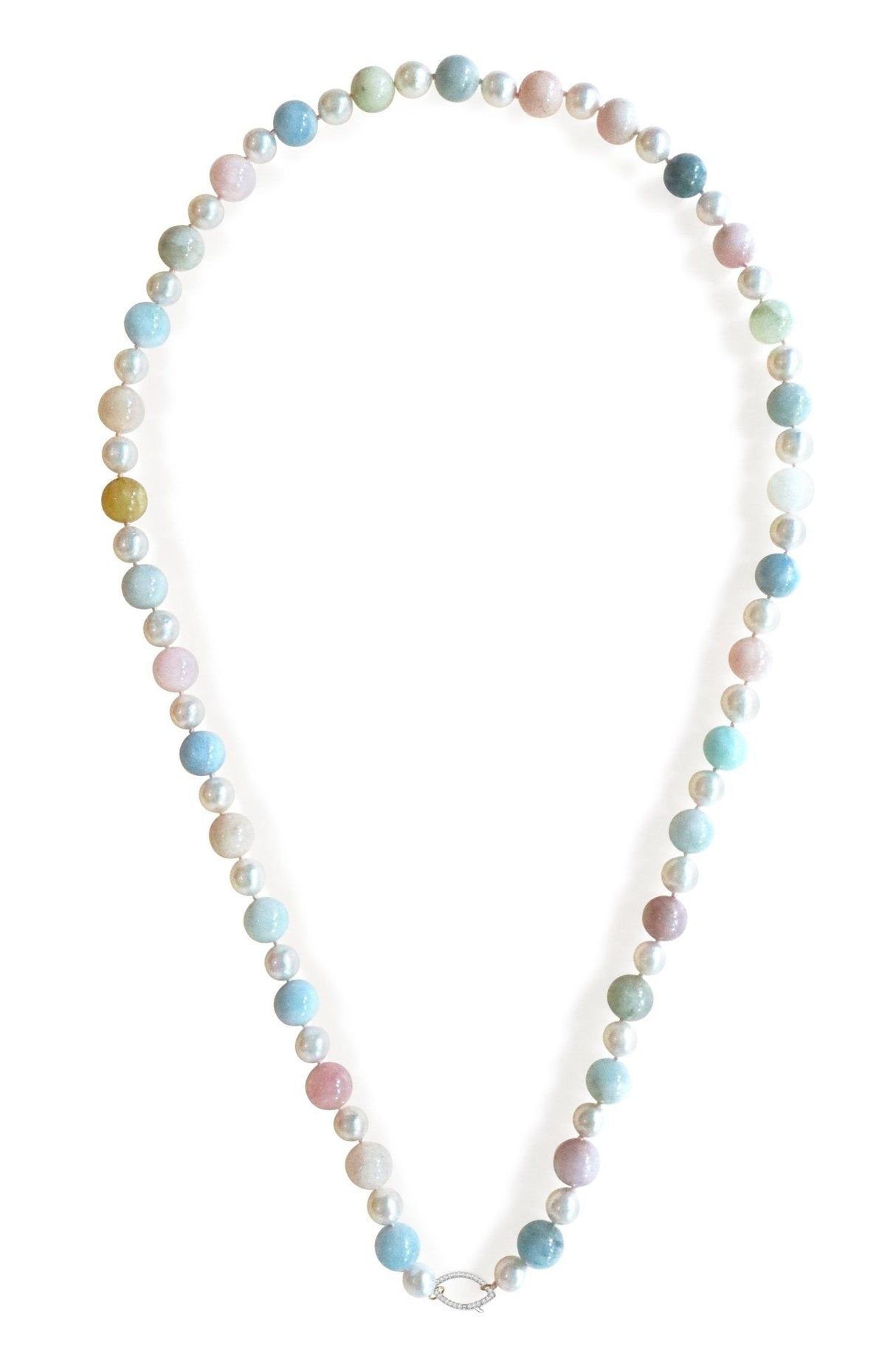Pearl & Beryl Candy Necklace 18K gold handmade fine jewelry