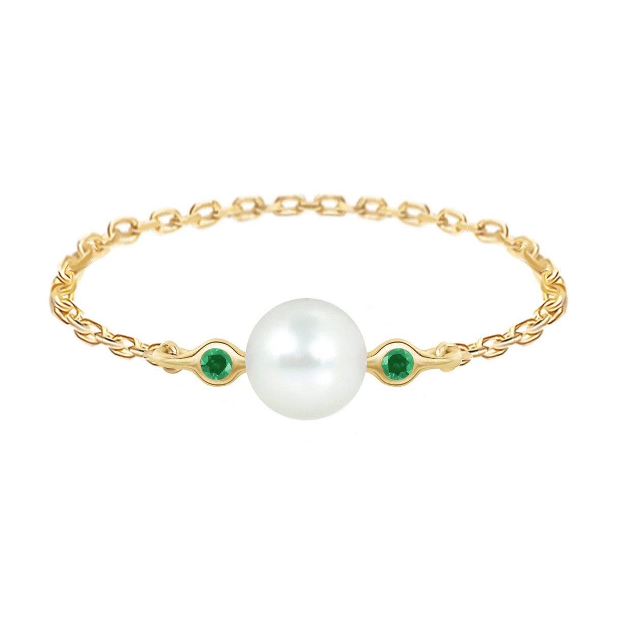 Pearl_Emerald_Chain_Ring_18K_gold_stackable_ring