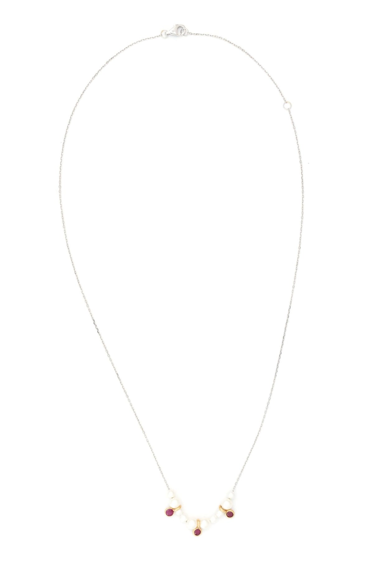 Pearl & Ruby Anastasia Necklace 18k gold handmade fine jewelry 2