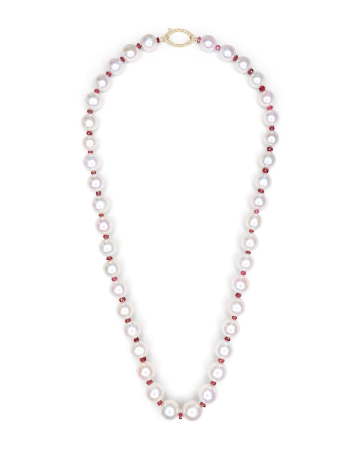 Pearl & Ruby Persephone Necklace handmade fine jewelry