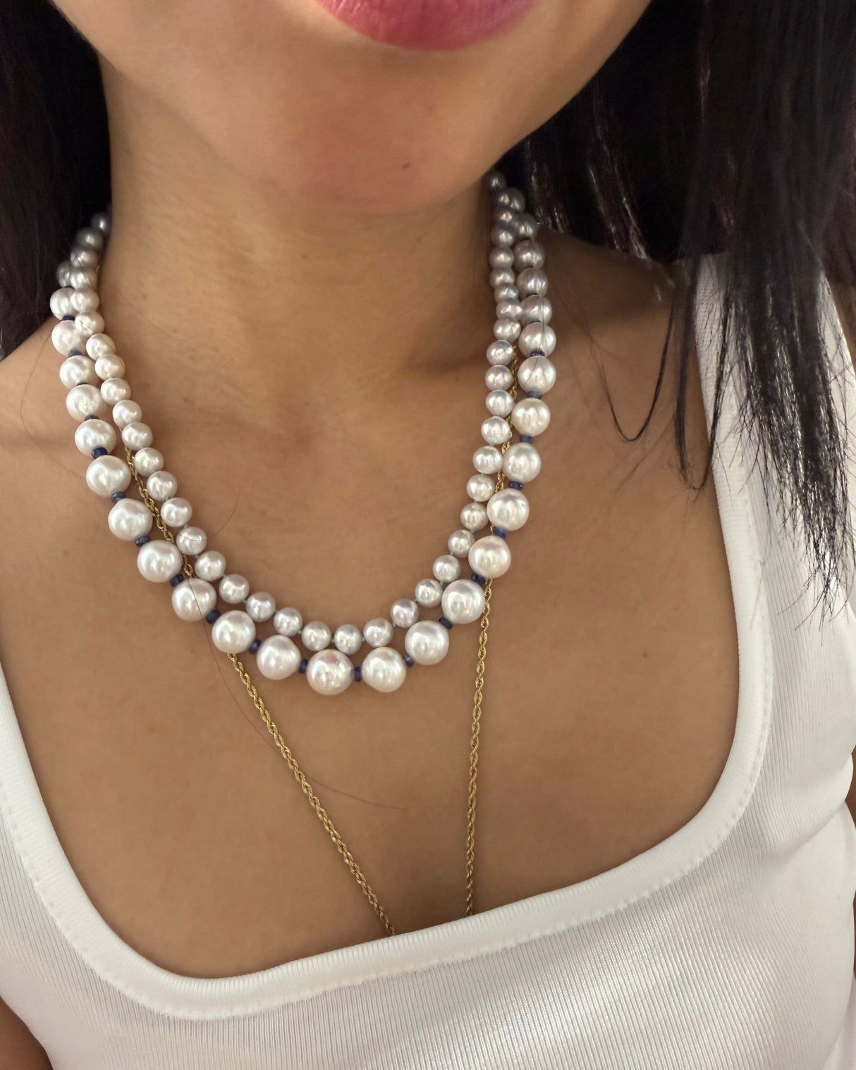 Pearl & Sapphire Neptune’s Necklace handmade fine jewelry