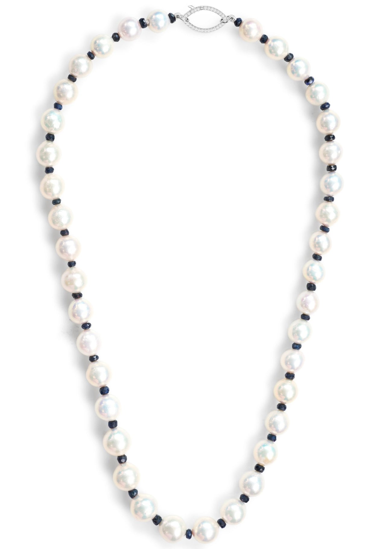 Pearl and Black Sapphire Necklace 18K gold handmade fine jewelry