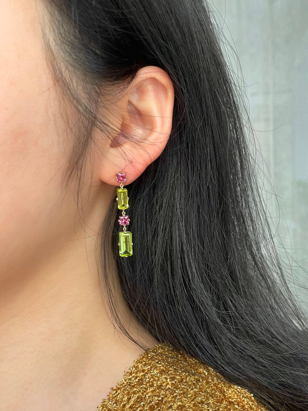 Peridot & Rhodolite Dionysus Earrings