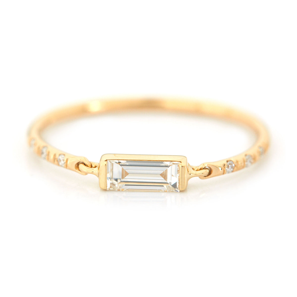 Petite Circle Diamond Baguette Ring
