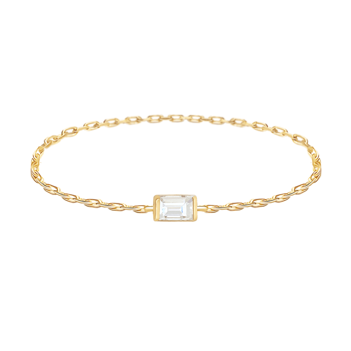 Petite Diamond Baguette Chain Ring 14k gold Stackable ring
