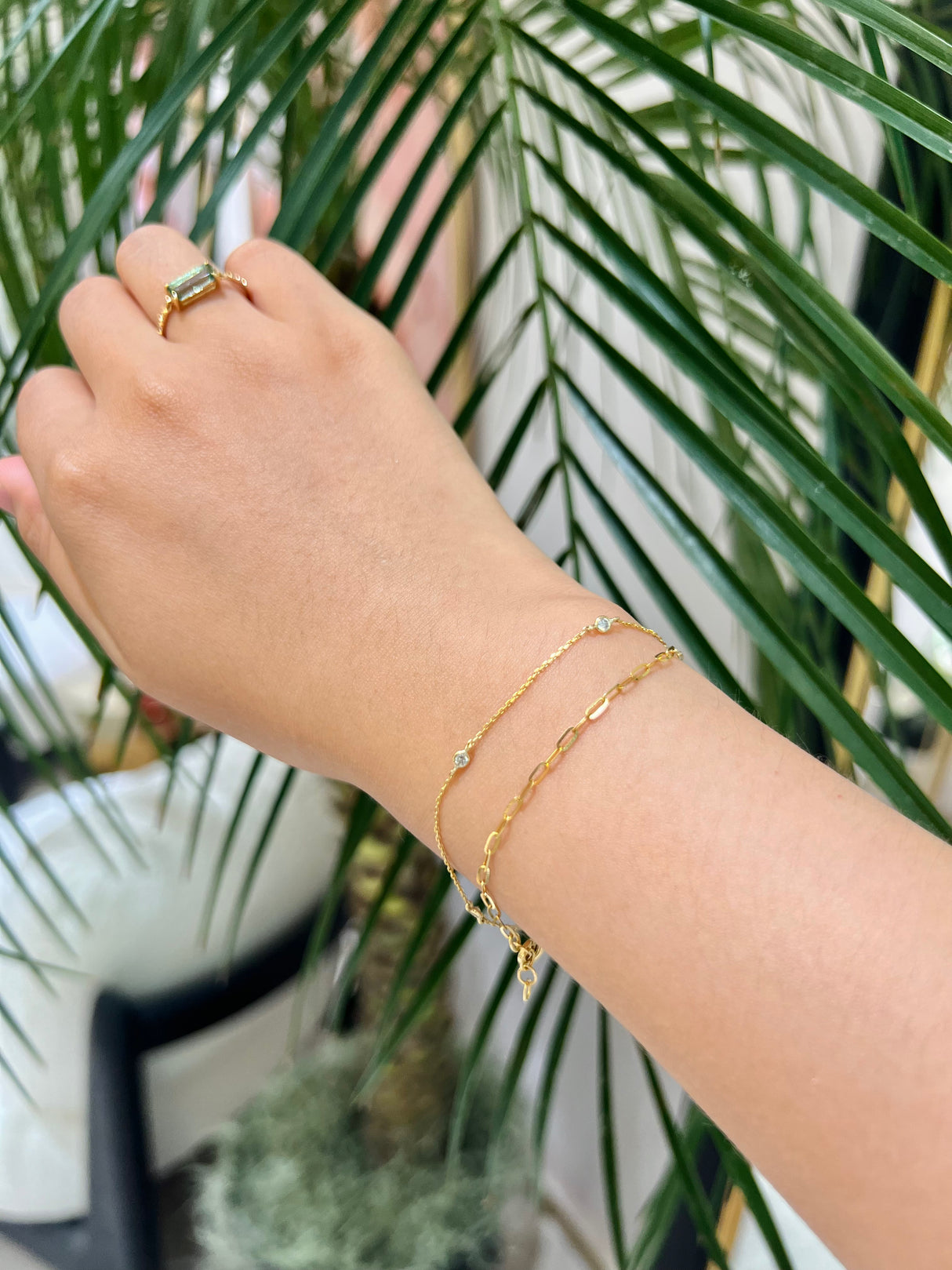 Petite Diamond Dot Bracelet on model