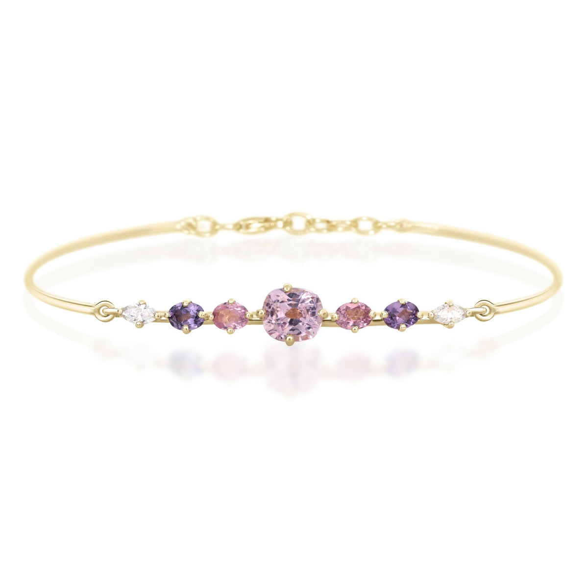 Pink & Lilac Spinel Compass Bangle YG14K stackable design
