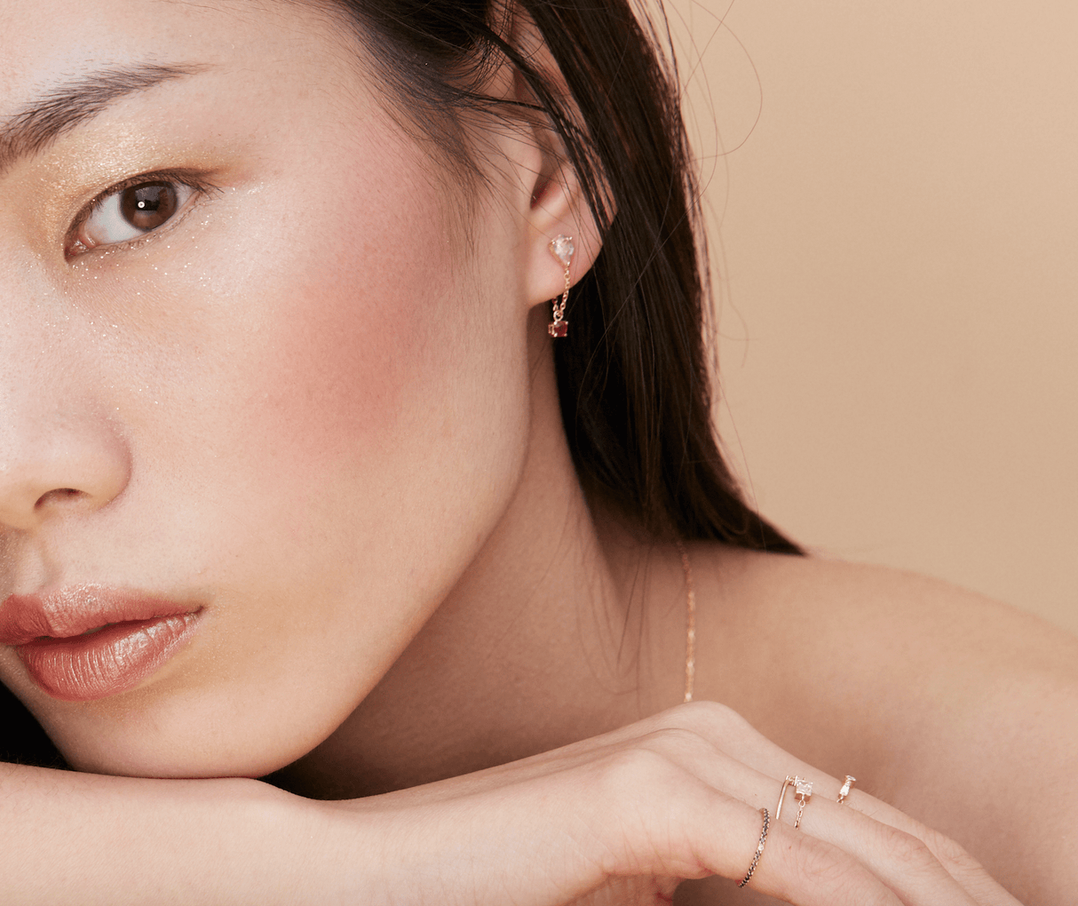 Pink Sapphire & Ruby Chain Earrings