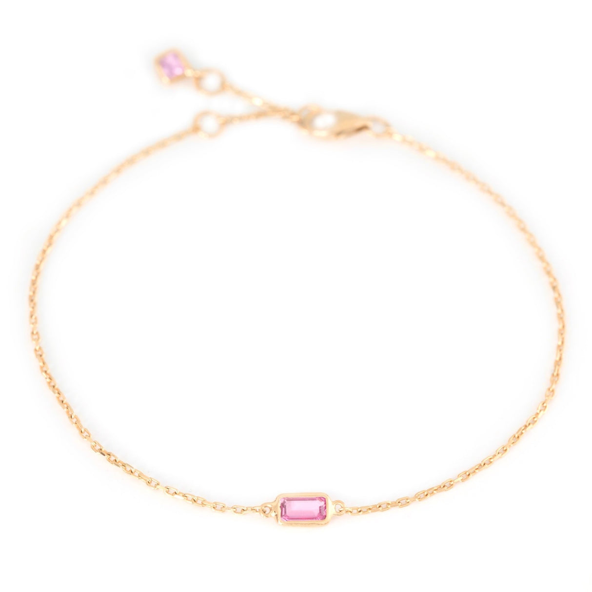 Pink Sapphire Bracelet 18k gold stackable design 2