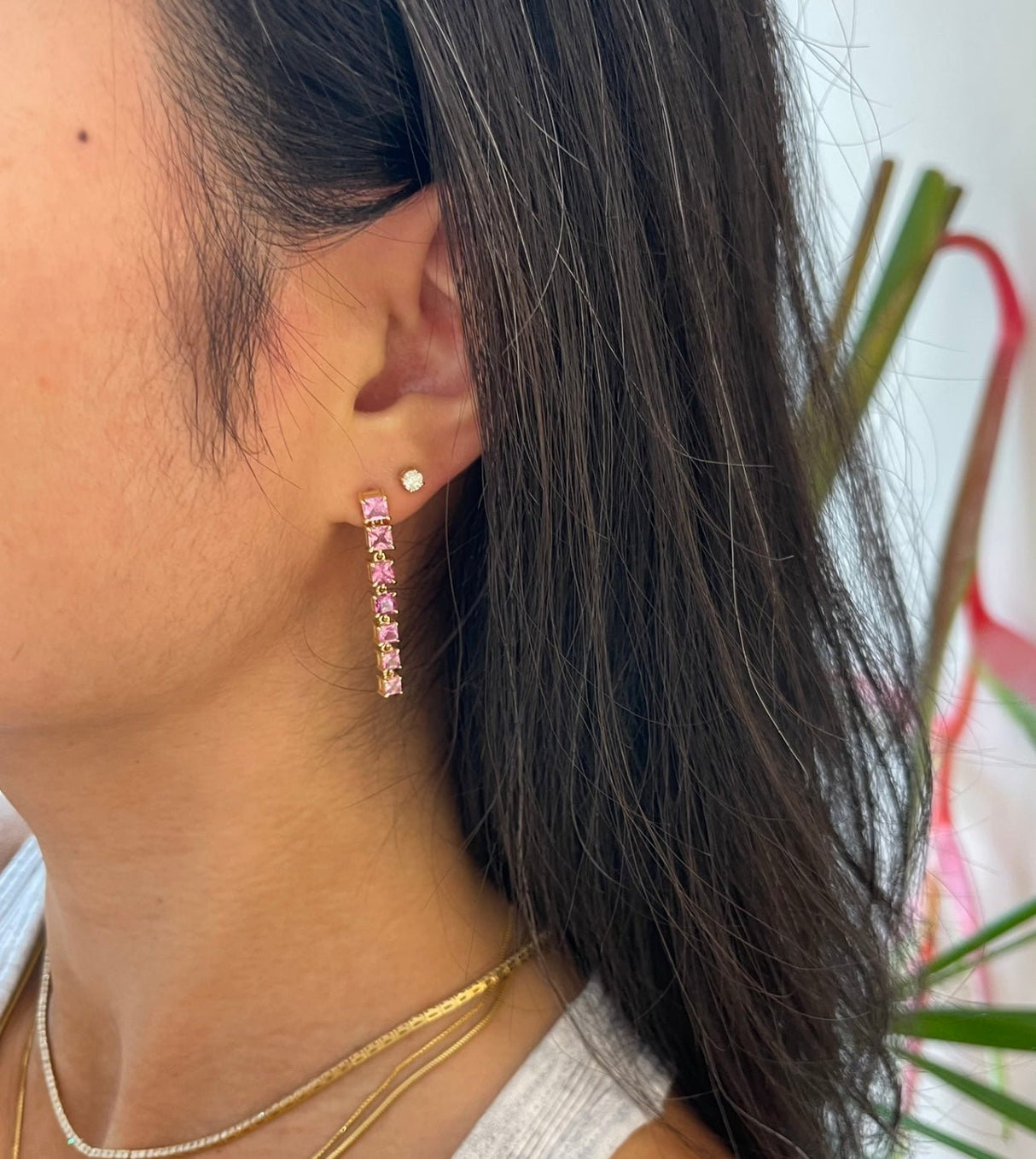 Pink Sapphire Cascade Earrings