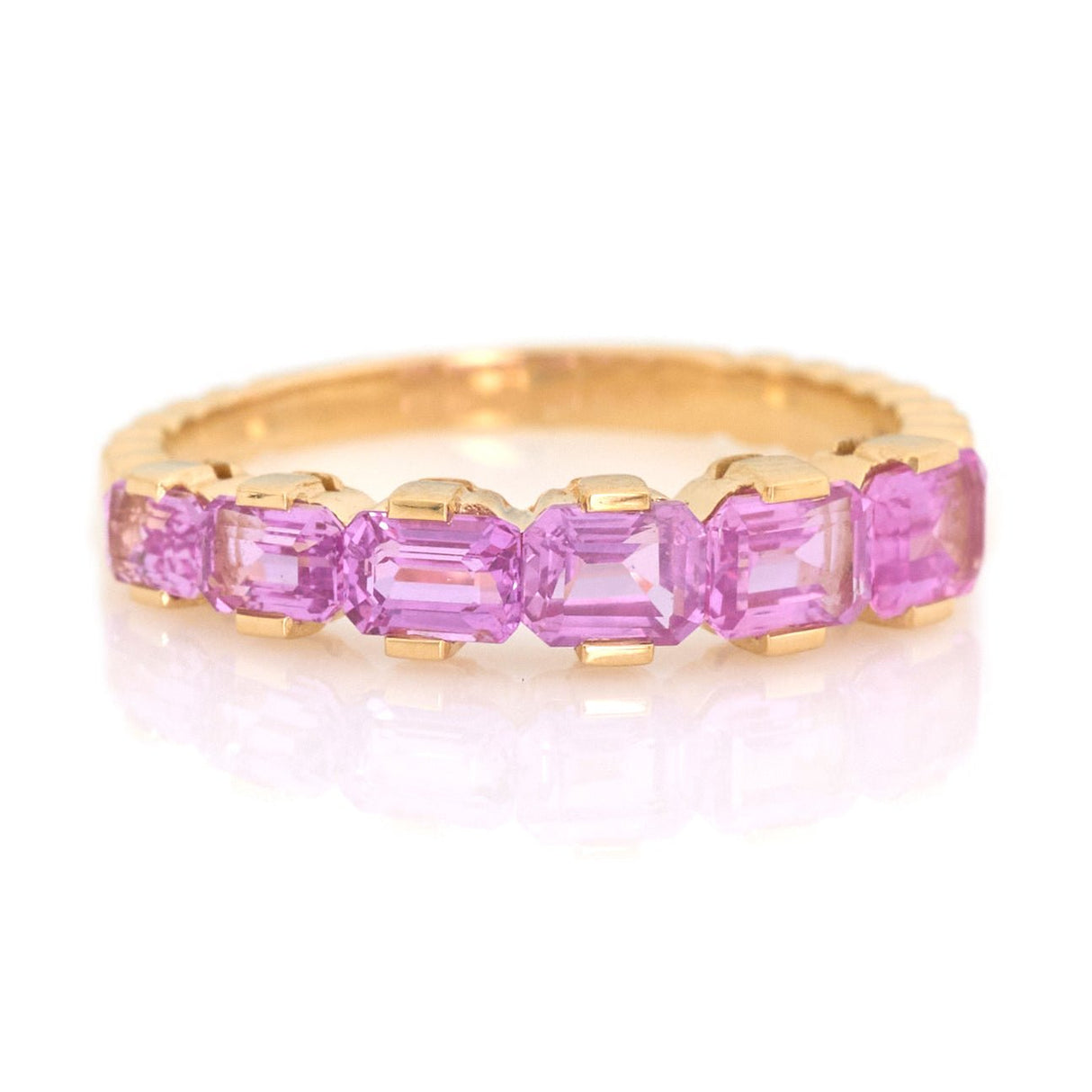 Pink Sapphire Crescendo Ring (Horizontal) 18k gold Stackable ring