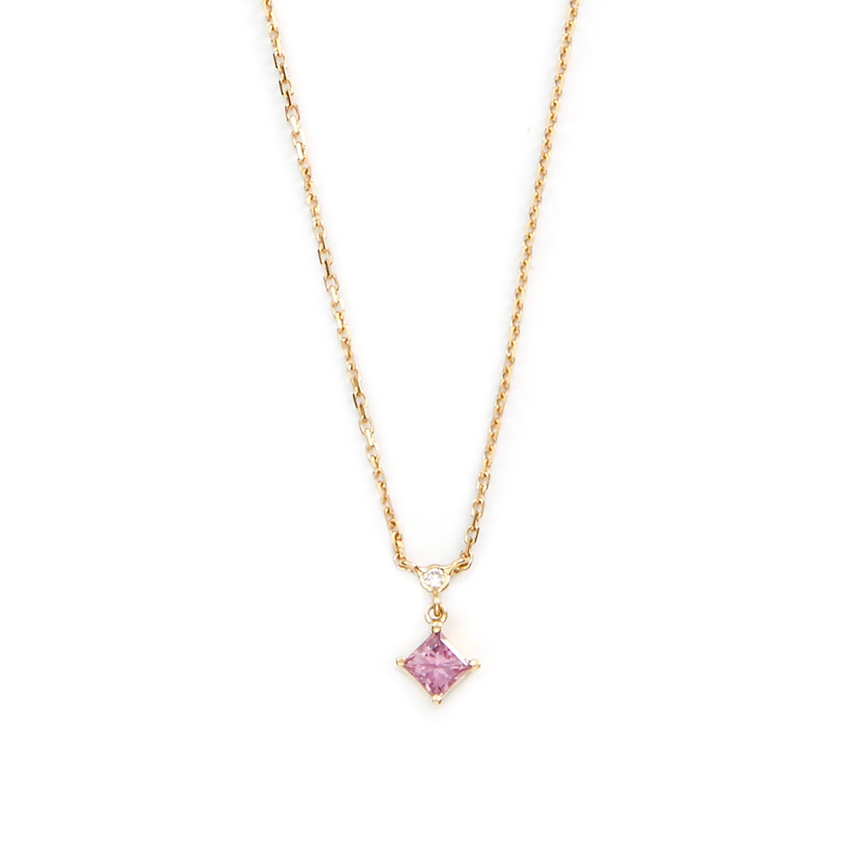 Pink Sapphire & Diamond Whispers Necklace 18k gold handmade fine jewelry