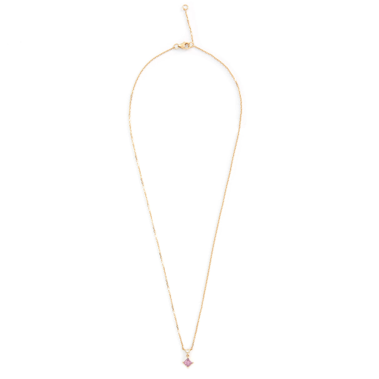 Pink Sapphire & Diamond Whispers Necklace 18k gold handmade fine jewelry 2