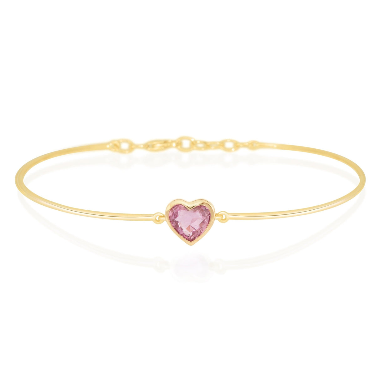 Pink Sapphire Heart Bangle 18k gold Stackable design