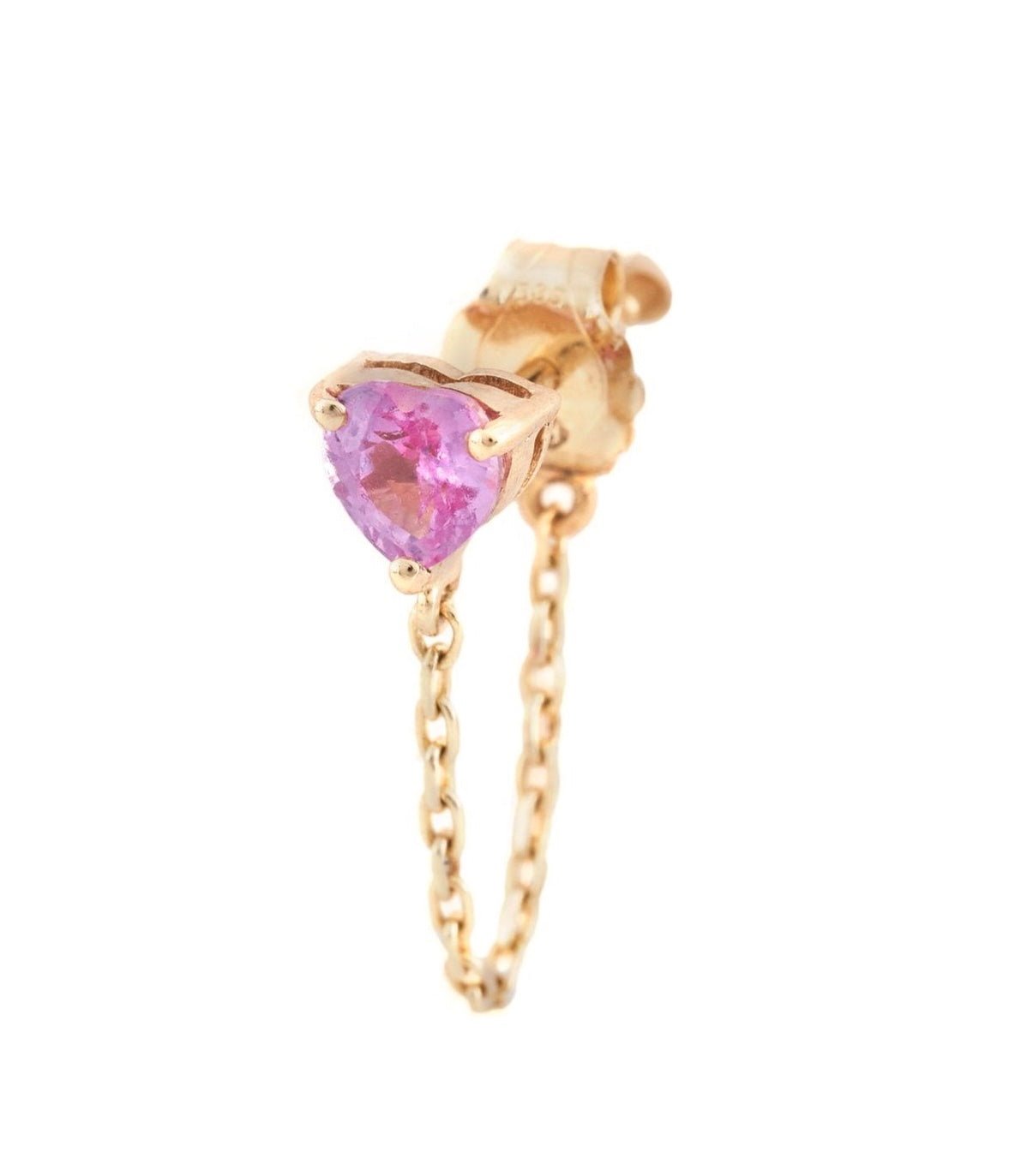 Pink Sapphire Heart Chain Earring