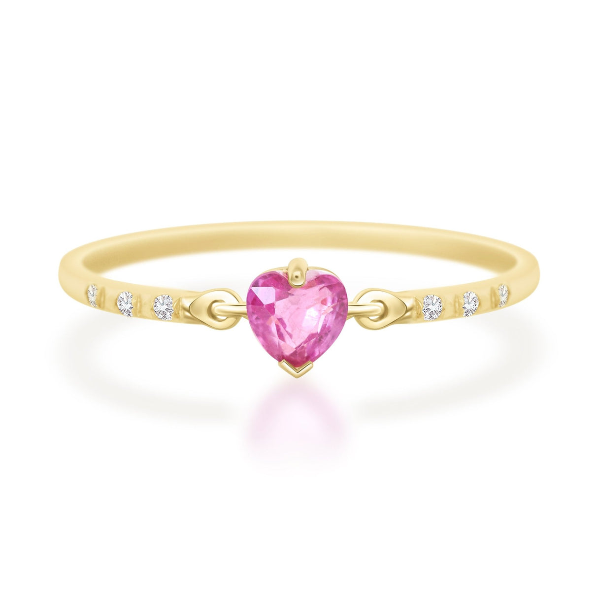 Pink Sapphire Heart Petite Circle Diamond Ring 14k gold engagement ring 2