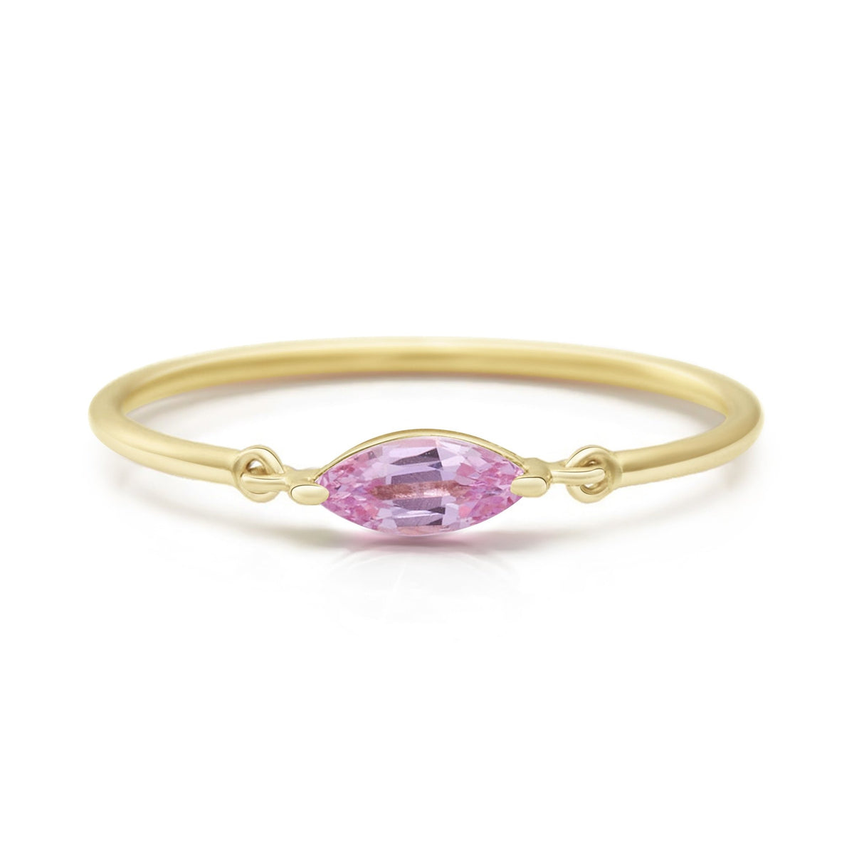 Pink Sapphire Marquise Petite Circle Ring 14k gold Stackable ring