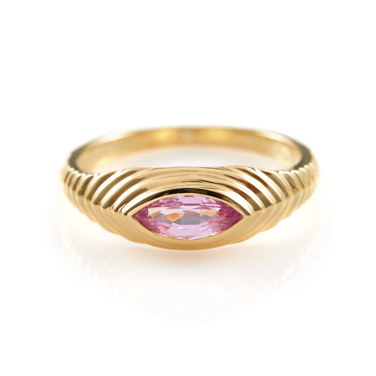 Pink Sapphire Pyramid Eye Ring 18k gold stackable ring