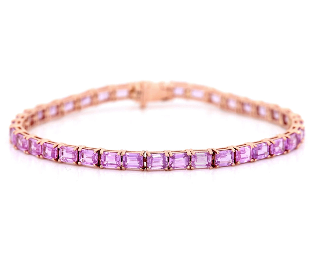 Pink Sapphire Supreme Tennis Bracelet 18k gold stackable design