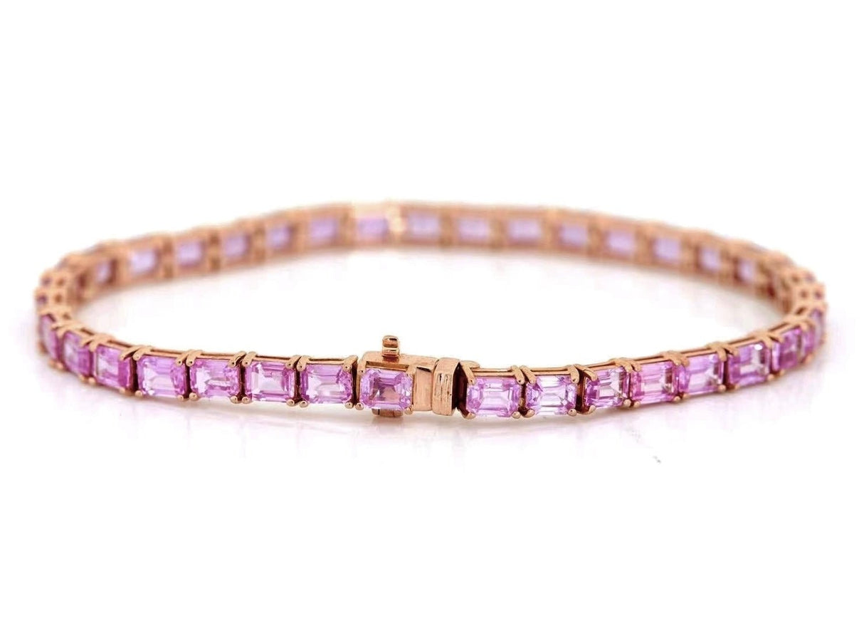 Pink Sapphire Supreme Tennis Bracelet 18k gold stackable design 2