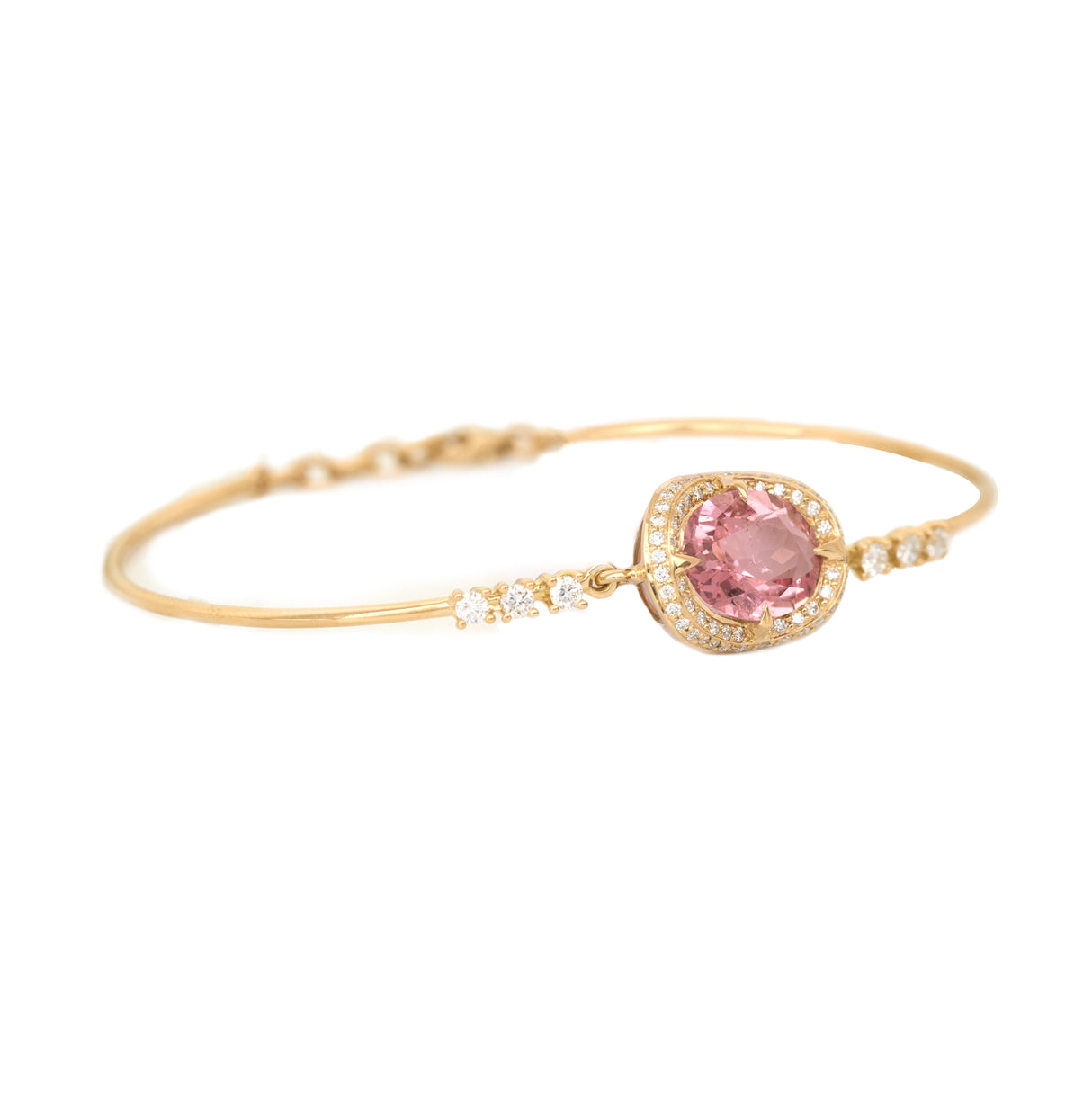 Pink Tourmaline Aurora Bangle 18K Stackable design 1