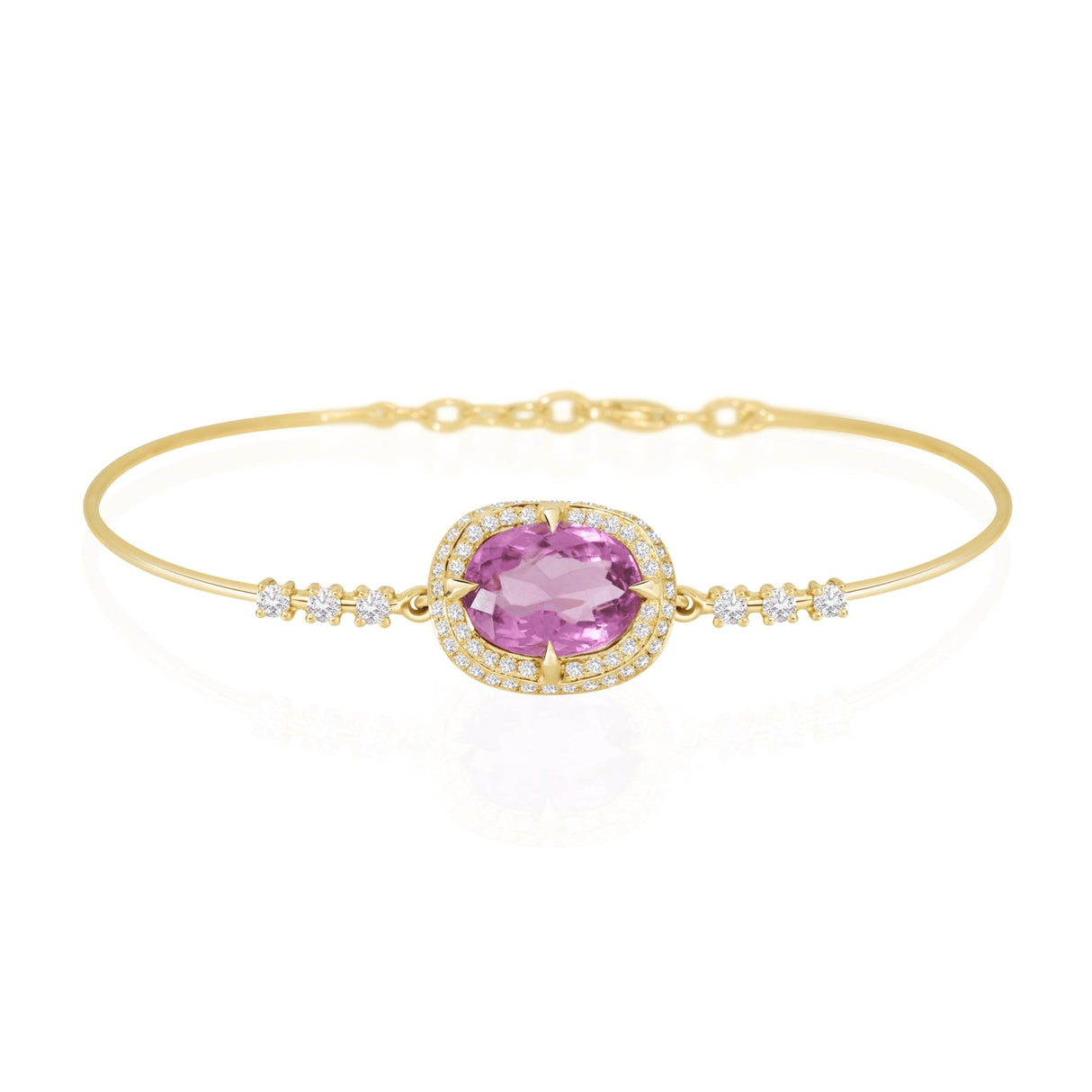 Pink Tourmaline Aurora Bangle 18K gold stackable design