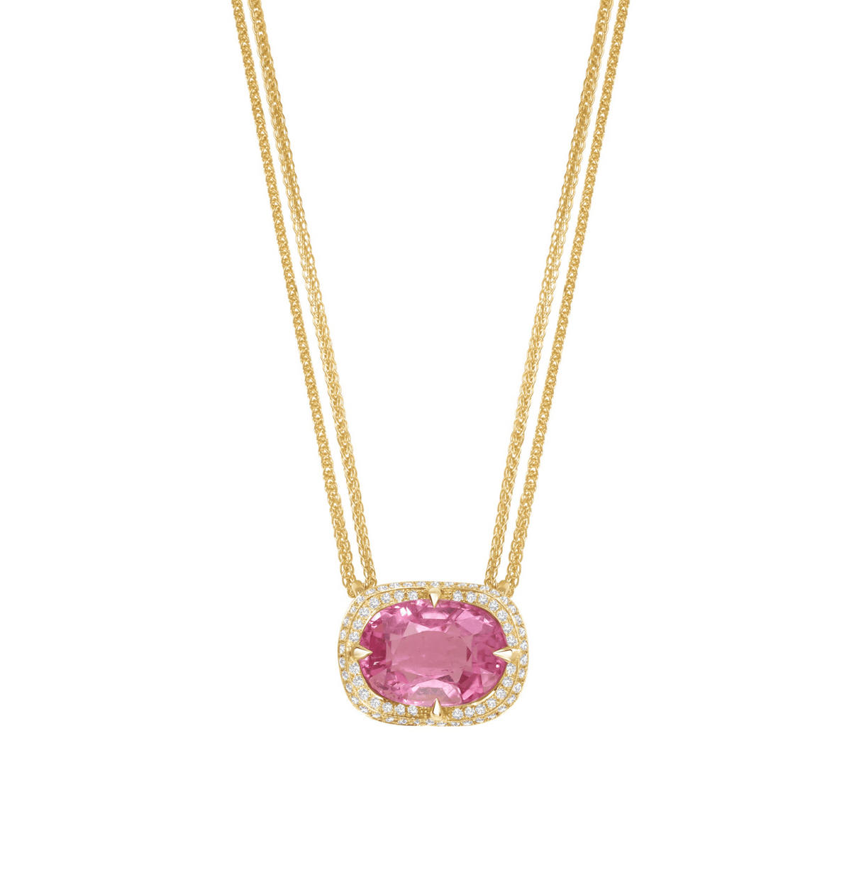 Pink Tourmaline Aurora Necklace 18k gold handmade fine jewelry