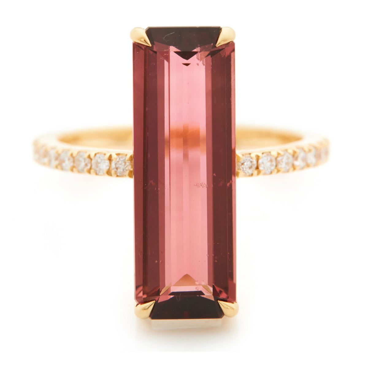 Pink Tourmaline & Diamond Bar Supreme Ring