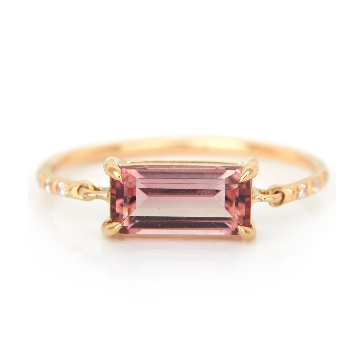 Pink Tourmaline Petite Circle Diamond Ring