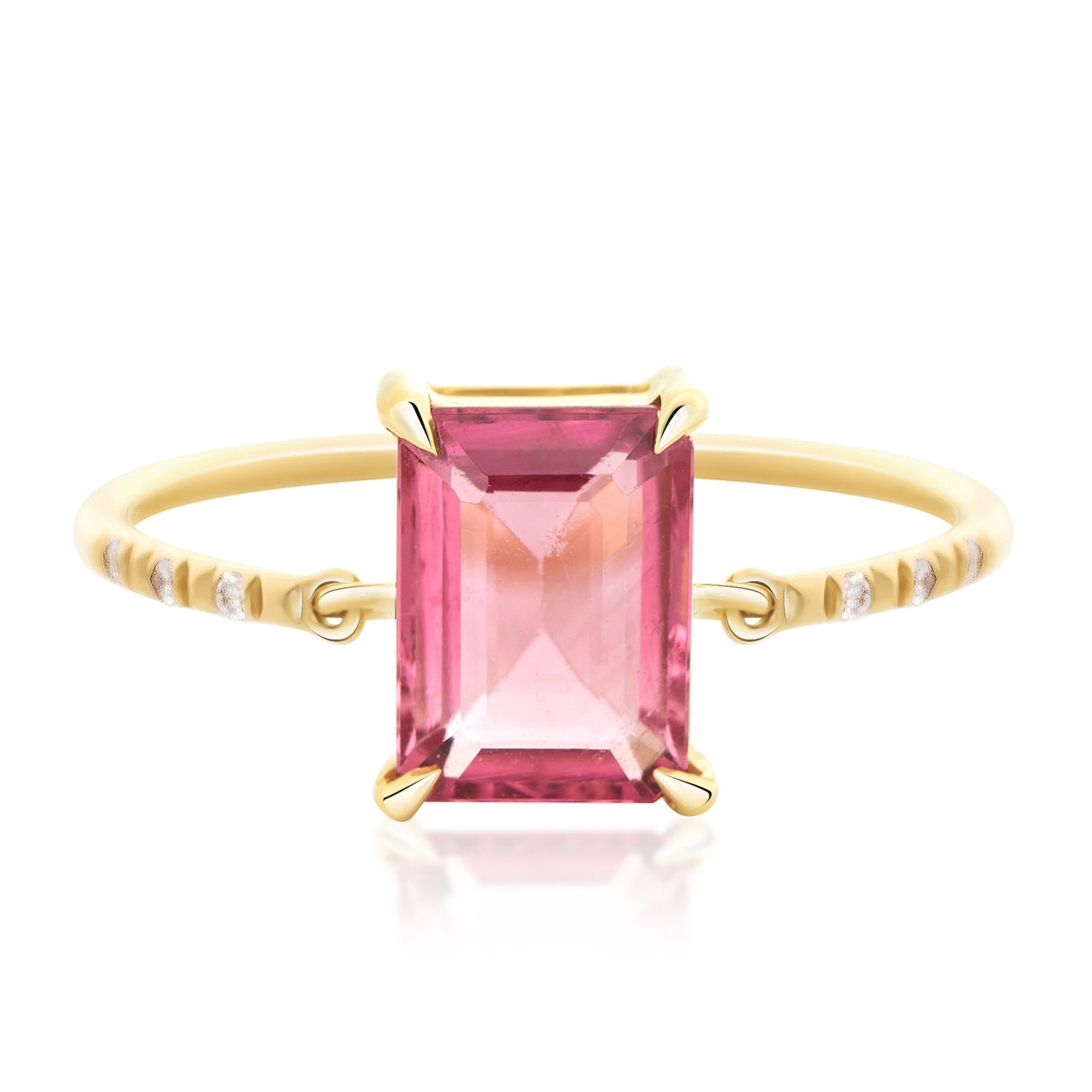 Pink Tourmaline Petite Circle Diamond Ring 18k gold stackable ring