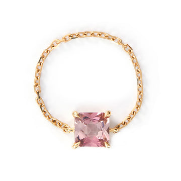 French cut Pink tourmaline chain ring