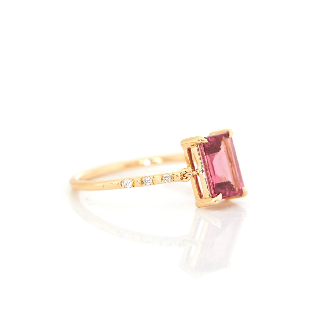Pink Tourmaline Petite Circle Diamond Ring