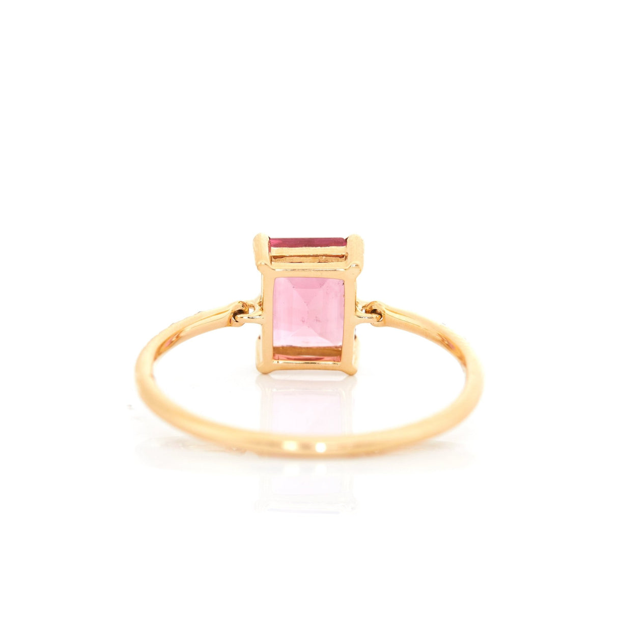 Pink Tourmaline Petite Circle Diamond Ring