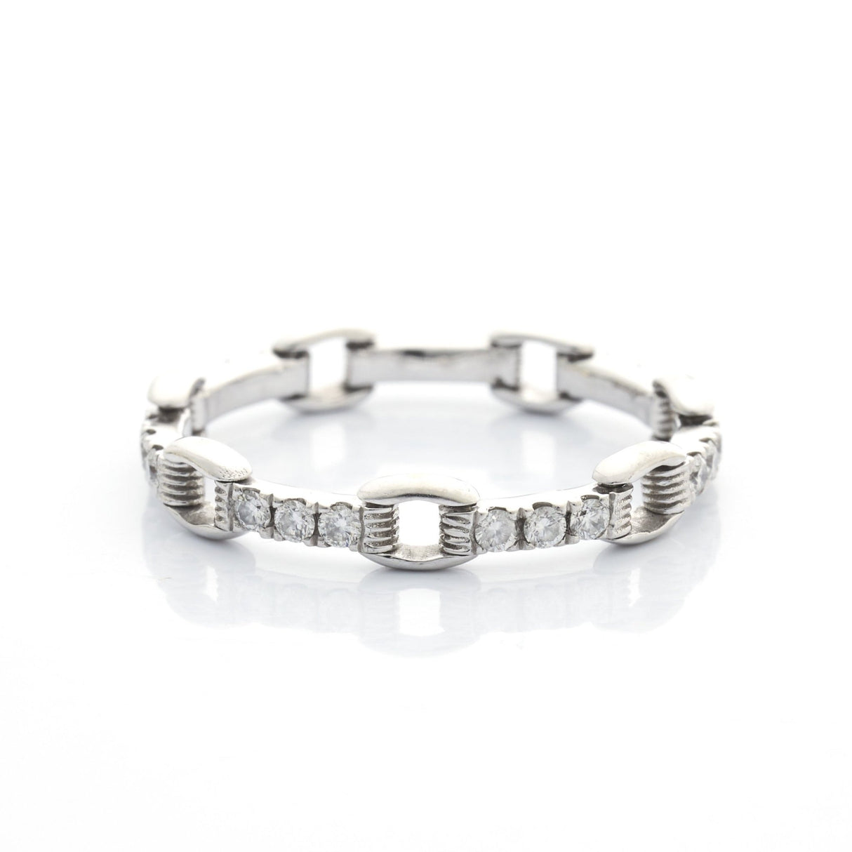 Platinum Diamond Links Tennis Chain Ring pt950 Stackable ring