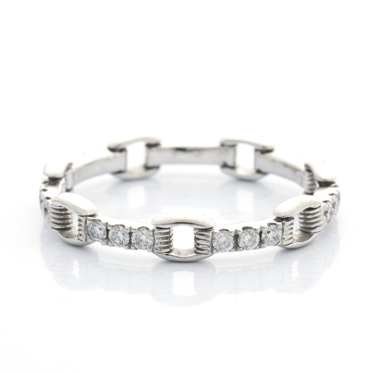 Platinum Diamond Links Tennis Chain Ring