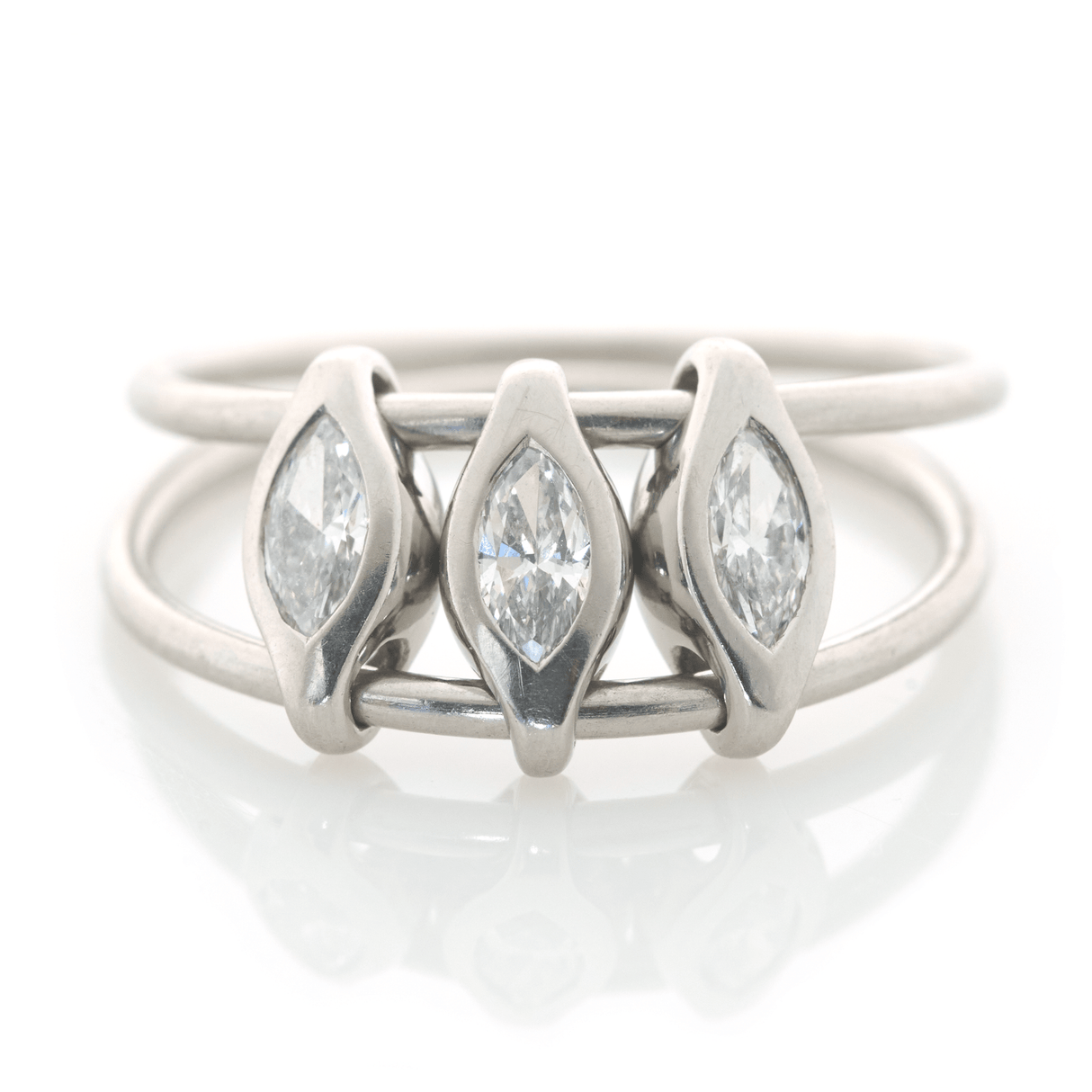 Platinum Diamond Marquise Orbit Ring PT900 Stackable ring