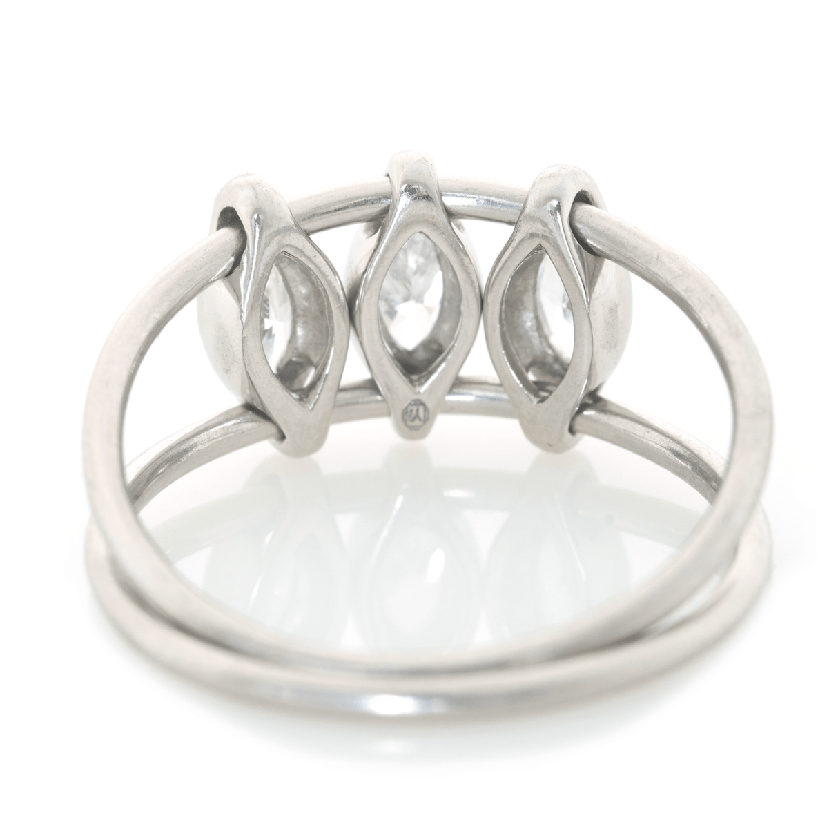 Platinum Diamond Marquise Orbit Ring PT900 Stackable ring back view