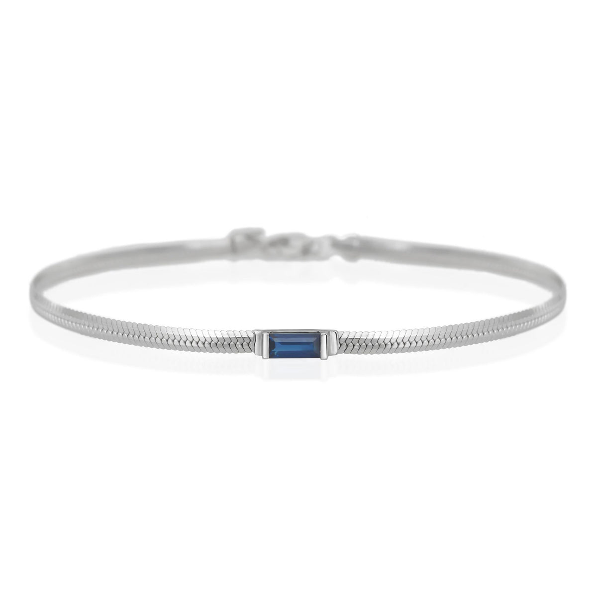 Platinum Sapphire Herringbone Bracelet
